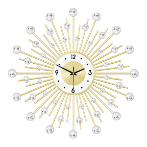 Horloge murale moderne en métal, ronde, à simple cadran, à quartz, silencieuse, alimentée par piles, horloge décorative pour salon - Product Image 6