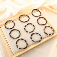 Mode naturel noir pierre de lave bracelet naturel noir mat pierre patchwork noix de coco bois perle bracelet pour hommes