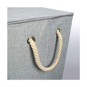 Leinenstoff 72L Faltbarer Aufbewahrung skorb Behälter Kleidung Organizer Faltbarer Wäsche korb mit Deckel und Griff Wäsche korb - Product Image 4