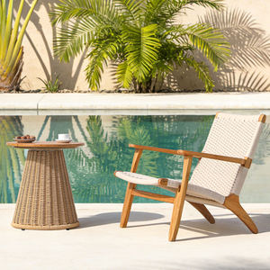 <span class=keywords><strong>Fauteuil</strong></span> de salon d'extérieur moderne en teck massif, <span class=keywords><strong>fauteuil</strong></span> de patio en corde tressée à la main, chaise de jardin scandinave pour villa de villégiature - Product Image 3