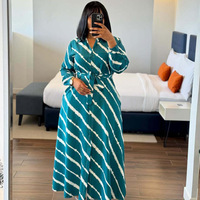 Robe longue à manches longues à rayures diagonales pour femmes grandes tailles, élégante et stylée, taille cintrée, nouvelle collection