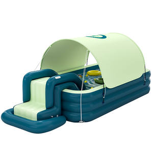 <span class=keywords><strong>Piscine</strong></span> gonflable automatique sans fil en PVC importée d'<span class=keywords><strong>Allemagne</strong></span>, gonflage automatique à un bouton, <span class=keywords><strong>avec</strong></span> <span class=keywords><strong>toboggan</strong></span> et pare-soleil - Product Image 1