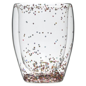 Verre à double couche à haute teneur en borosilicate Quicksand Cup Sequin Lined Breakfast Drinkware pour un usage domestique pour le café au lait - Product Image 4
