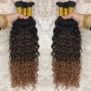 100% Natural Color Unwefted Hair Extensions No Weft Bulk Deep Wave Human Hair For Braiding
