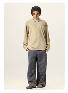 Poids lourd logo personnalisé imprimé surdimensionné hommes vierge en détresse <span class=keywords><strong>t-shirts</strong></span> goutte épaule Boxy recadrée coton t-shirt pour hommes - Product Image 3