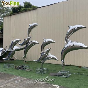 YOUFINE, tamaño personalizado, parques marinos, tamaño real, jardín al aire libre, espejo <span class=keywords><strong>de</strong></span> Metal, estatua <span class=keywords><strong>de</strong></span> escultura <span class=keywords><strong>de</strong></span> delfín <span class=keywords><strong>de</strong></span> acero inoxidable - Product Image 2