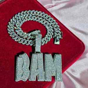 Custom <b>Name</b> Necklace with Cuban <b>Chain</b> Sterling Silver Moissanite Vintage Big Pendant Trendy Mens Fashion Jewelry - Product Image 4