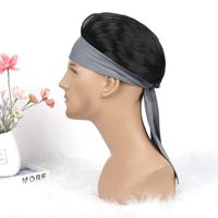Ensemble de perruques pour hommes Afro Dreadlock Slicked-Back perruque turban en fibre haute température avec densité 120% et petite taille de bonnet