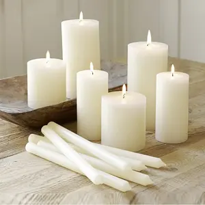 Velas de Pilar perfumadas de decoración europea, vela blanca cilíndrica para boda, restaurante, velas simples