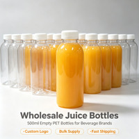 Botol Jus PET Logo Kustom 250ml 350ml 500ml 1000ml Bebas BPA Plastik Food Grade untuk Air, Susu, Teh, Minuman, Tutup Ulir