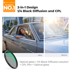 Filtro Polarizador Circular CPL y Difusor Negro 2 en 1 K&F Concept Nano-X, Impermeable y Antirrayas, <span class=keywords><strong>de</strong></span> 49-95 mm, 1/4 - Product Image 2