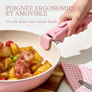 High Quality Modern Ceramic Coated Non-Stick Pots <b>Pans</b> Detachable Handle 8-Piece <b>Pink</b> Aluminum Induction Cookware <b>Set</b> - Product Image 5