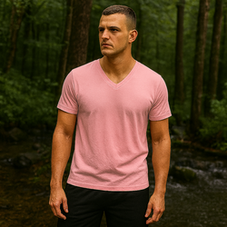 남성용 브이넥 티셔츠 맞춤 제작 반팔 기본 티셔츠 맞춤 로고 인쇄 대량 공백 무료 샘플 베일 티셔츠 - Product Image 3