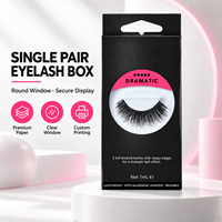 Boîte d'emballage en papier personnalisée pour cils, vide, avec fenêtre et languette de suspension, pour faux cils et cils en vison, vente en gros