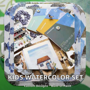 Livre de coloriage aquarelle personnalisable YOGO pour enfants, peinture intégrée, 20 pages, papier anti-transfert, bloc d'art portable pour voyage / Coffret cadeau DIY - Product Image 2