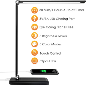 Modern Minimalist LED Table Lamp Flexible Foldable Bedside Study Lamp Touch <b>Dimmer</b> Aluminum Body Rectangle Shade Eye Simple - Product Image 5