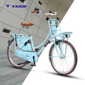 Vélo de ville pour <span class=keywords><strong>femme</strong></span> TXED Classic Retro Dutch Style en acier, <span class=keywords><strong>26</strong></span> <span class=keywords><strong>pouces</strong></span>, vitesse unique, frein V, pour une conduite en ville sur asphalte lisse - Product Image 1
