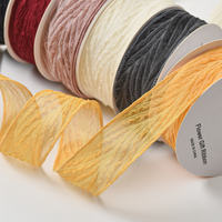 Harengs Double Rides Chevrons Tulle Ruban pour Fleuriste DIY Bouquet Emballage Floral Tissé Ruban