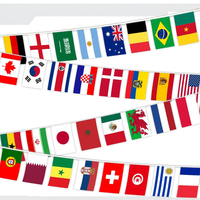 Nouveau design, guirlande de drapeaux en papier de 32 pays, décoration pour les jeux, drapeau suspendu en polyester plastique et soie