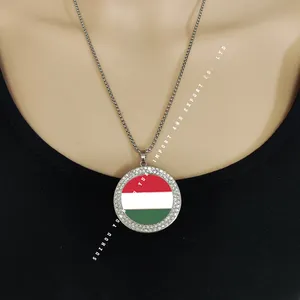 2 boyutları yeni varış (45 + 5)cm paslanmaz çelik macaristan ülke bayrağı kolye