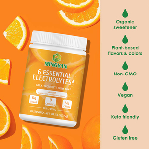 Polvo Electrolítico con Vitamina C y Zinc, Mezcla para Bebida Sabor Naranja Cero Calorías, 6 Electrolitos Esenciales para Hidratación y Recuperación - Product Image 3