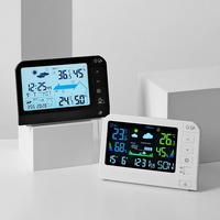 Huayang 767-777 Farbdisplay-Wetterstation Kabellose Innen- und Außenthermometer-Hygrometer mit Wecker