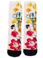 Chaussettes de sport pour femmes, printemps, ODM, fibre de bambou, antibactériennes, anti-odeurs, imprimées numériquement en 3D, motif floral Van Gogh