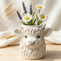 Moule en silicone Vache des Highlands pour pot de fleurs, plâtre, béton, ciment, argile, coupelle à bougie, outil artisanal de décoration de jardin animale DIY