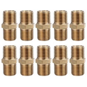 ชุด 10 ชิ้น สกรูและข้อต่อแบบสองหัว ขนาด 1/4 NPT และ 1/4 PT พร้อมเกลียวภายนอกคู่ สำหรับอะไหล่ระบบนิวเมติกส์ - Product Image 1