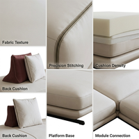 Modernes Italienisches Minimalistisches Konvertierbares L-förmiges Modulares Sofa-Set mit Echtleder-Bezug, Umweltfreundlich und Langlebig für Kleine Räume