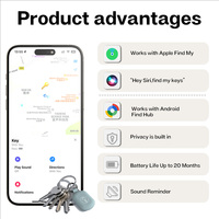 Etiquetas Inteligentes con Sistema Dual IOS/Android para Llaves, Equipaje, Carteras y Vehículos con hasta 20 Horas de Duración de Batería