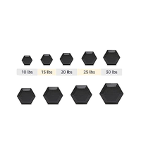 Mancuernas Hexagonales de Caucho de 5 a 100 LB al por Mayor para Equipamiento de Gimnasio y Entrenamiento de Levantamiento de Pesas, Juego de Mancuernas Hexagonales en Venta