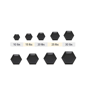ゴム六角ダンベル5-100LBジム機器重量挙げフィットネストレーニング六角ダンベルセット - Product Image 4