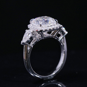 Anillo de Diamantes de Lujo con Diamantes de Corte Cojín de 5 Quilates, Anillo Abierto con Diamantes de Princesa, Estilo Celebridad de Internet - Product Image 5