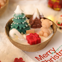 Bougie artisanale créative en verre de noix de coco naturel, pour aromathérapie, idéale pour la vente en gros et les décorations de Noël
