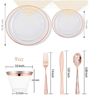 600 Pièces Assiettes en Plastique de Fête Chaudes, Vaisselle Jetable Épaisse Élégante et Fantaisie pour Mariage, Hôtel, Restaurant