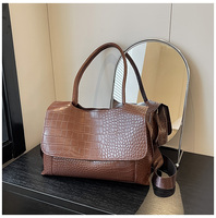 Sac fourre-tout en cuir PU motif croco pour femme, sac à main à bandoulière élégant et polyvalent de grande capacité, mode hiver, printemps, été