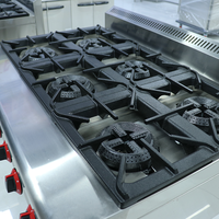 Cuisinière à gaz naturel commerciale HELAXEN à 6 brûleurs |   Acier inoxydable 30/46,5 kW Puissance Facile à nettoyer Conception portable 1 an