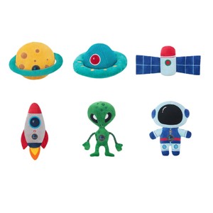 Jouets à mâcher pour chiens écologiques en peluche, en forme de fusée d'astronaute, pour la santé dentaire, avec sonnette, pour chiots, motif dessin animé, collection étoiles étoilées - Product Image 6