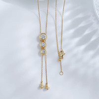 Collana con Pendente in Oro 18K con Diamanti Coltivati in Laboratorio, Tre Lucidi Pendenti a Bolle a Forma di Zucca, Catene Regolabili da Donna, Ciondoli con Diamanti