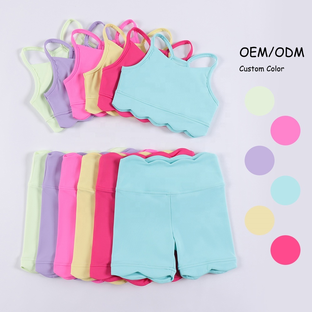 Infant Girl Summer Active Wear Set Kids Athletic Sleeveless Crop+Biker Shorts Yoga Comfortable Breathable Baby Fitness Set