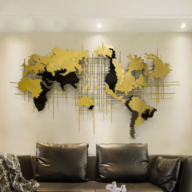 Настенный Декор 3d в китайском стиле, домашний декор, кованые металлические карты мира для отеля, товары для гостиной, креативный кулон