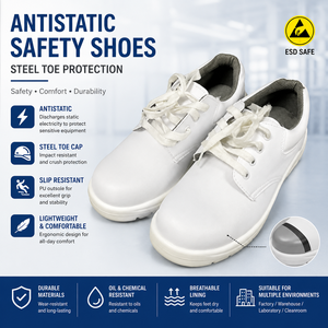 <span class=keywords><strong>Chaussures</strong></span> de sécurité en cuir antistatique PU avec embout en acier, <span class=keywords><strong>chaussures</strong></span> de travail ESD dissipatrices d'électricité statique, <span class=keywords><strong>chaussures</strong></span> de travail industrielles antidérapantes <span class=keywords><strong>pour</strong></span> usine et entrepôt - Product Image 1