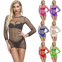 Dames Kristal Strass Club Jurken Lovertjes Visnet Jurk Glitter Pure Bodysuit Doorzichtig Bikini Strand Cover Up Up