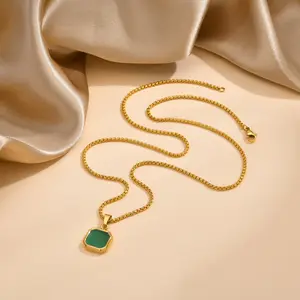 Hypoallergénique sans Nickel femmes Turquoise collier pendentif en acier inoxydable corde chaîne noir Onyx Lapis lazuli collier de pierres précieuses