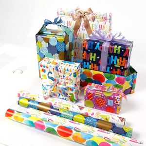 High Quality Disposable Coated 80g Birthday Art <b>Paper</b> 43*300cm Gift Luxury Custom Packaging <b>Wrapping</b> <b>Paper</b> Roll - Product Image 3