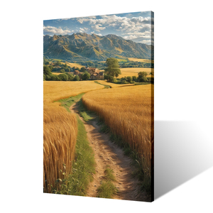 Đất Nước đường cảnh quan nghệ thuật in vải phong cách hiện đại lúa mì vàng cánh đồng con đường thân thiện với môi trường B & C nghệ thuật trang trại xem núi - Product Image 3