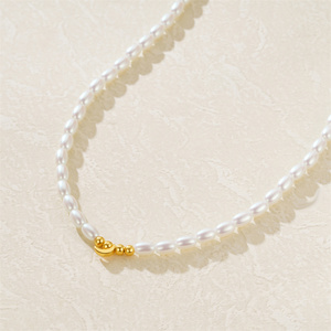 Hot Selling Choker Necklace Jewelry 925 <b>Silver</b> 18K <b>Sterling</b> <b>Silver</b> Waterproof Gold <b>Chain</b> Small Pearl Necklace <b>for</b> <b>Women</b> - Product Image 3