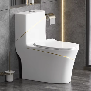 Baño de lujo Inodoro negro Gran diámetro Súper remolino Flushing Estilo moderno <span class=keywords><strong>Toiler</strong></span> de una pieza para apartamentos Colorido - Product Image 2