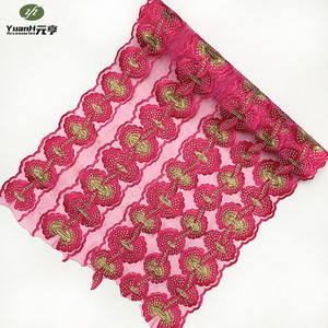 DIY Accessoire de Robe Africaine Broderie <span class=keywords><strong>DMC</strong></span> Fleur Organza Dentelle Garniture Couleur Polyester Tissu à Coudre - Product Image 5